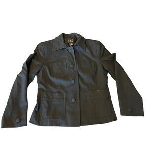 Womens Black Button-Up Blazer Jacket Four Pockets I.N.C International Concepts
